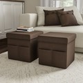 Hastings Home Foldable Storage Cube Ottoman with Pockets Multipurpose Organizer for Home (Pair, Linen Brown) 855599TYL